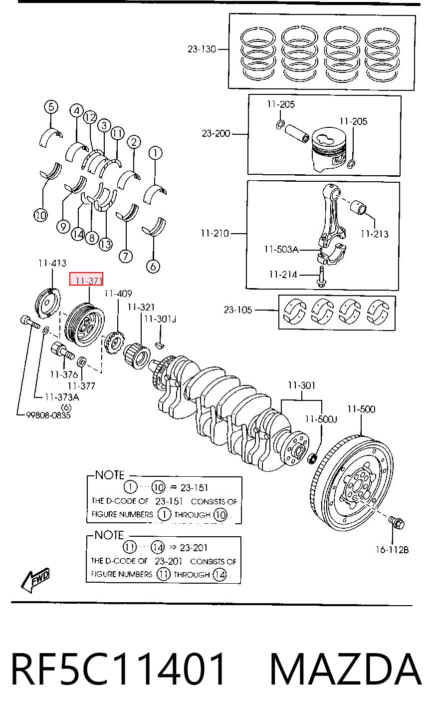 Polea del cigüeñal RF5C11401 MAZDA