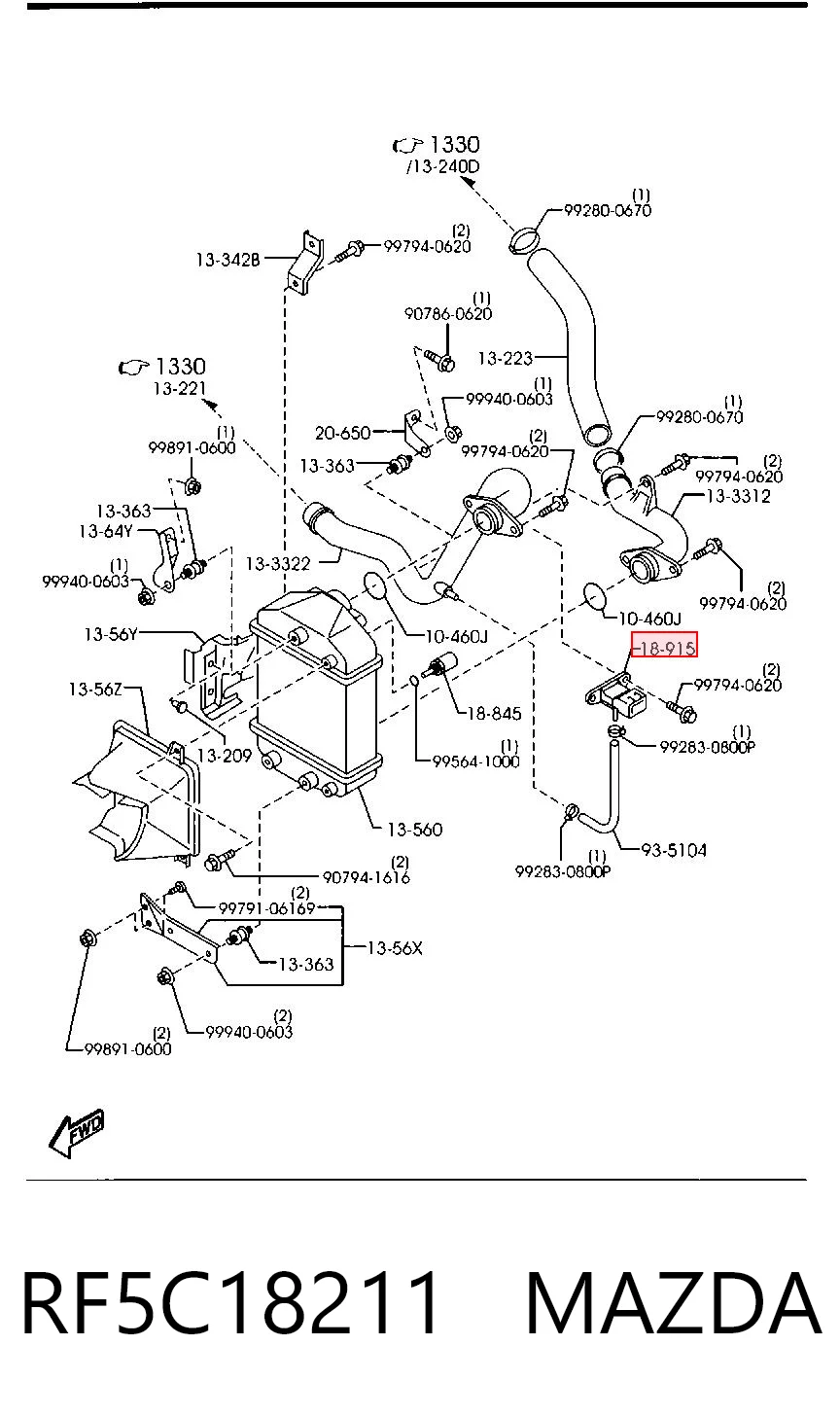Sensor de presión de sobrealimentación RF5C18211 MAZDA