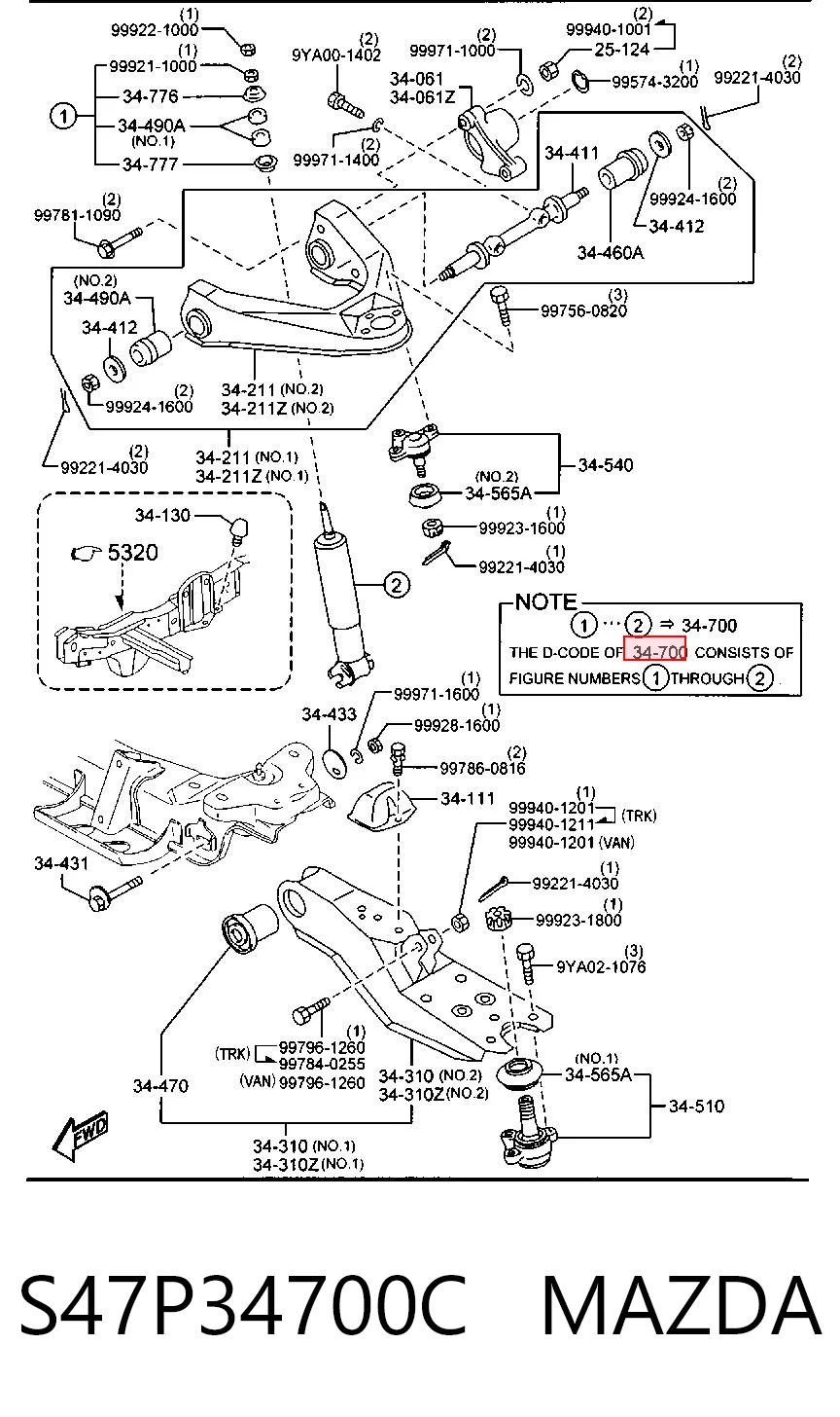 Amortiguador delantero MAZDA S47P34700C
