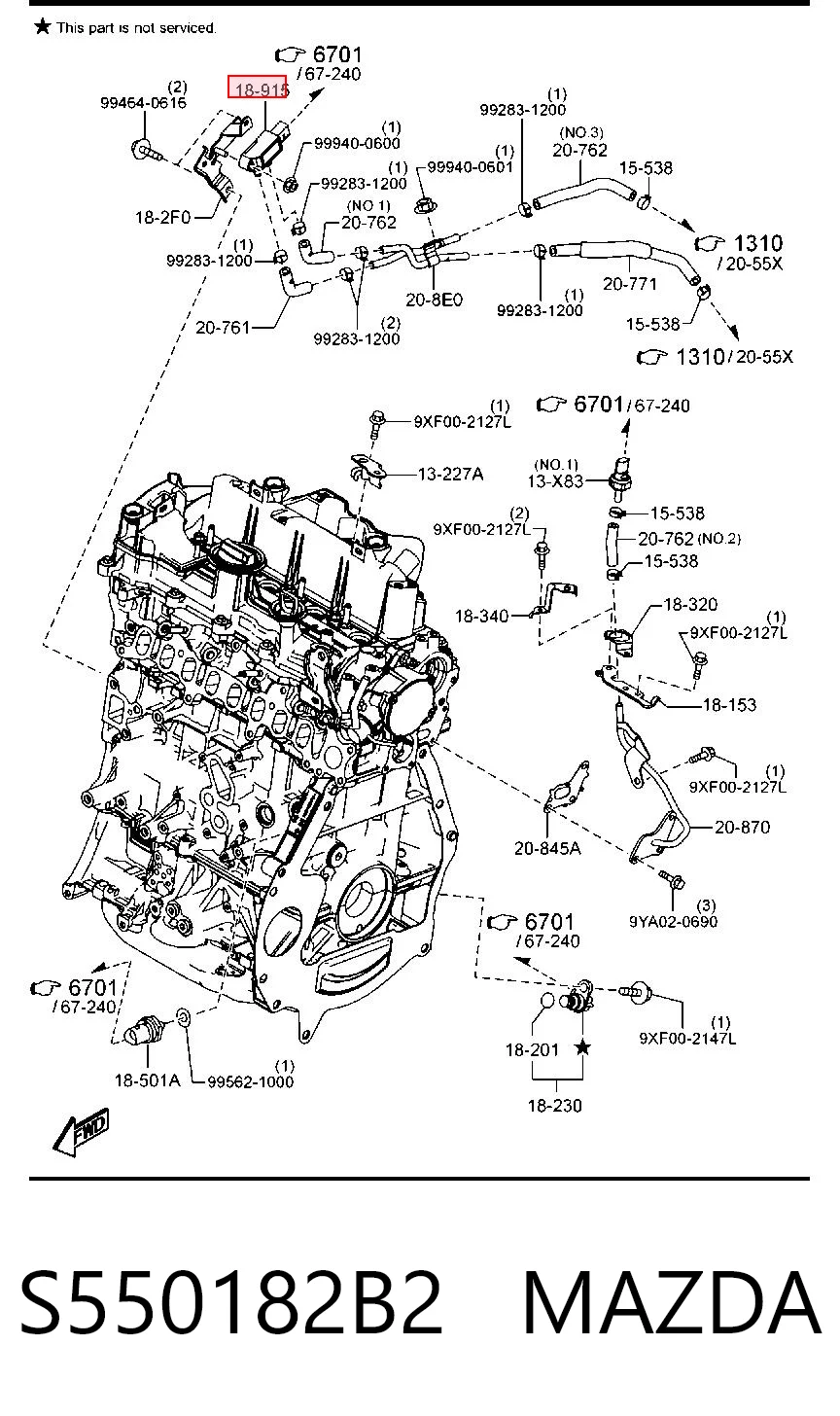 Sensor de presión de gases de escape S550182B2 MAZDA