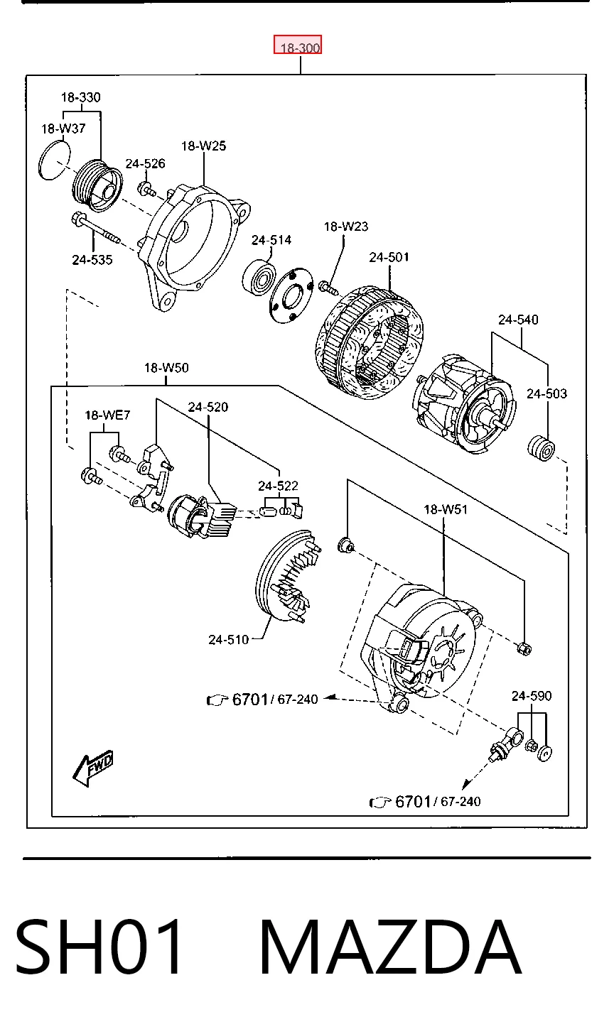 SH01 Mazda Alternador de coche