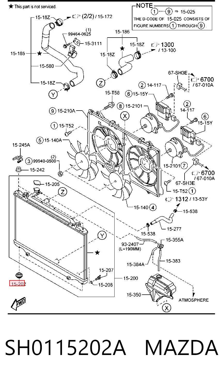 Almohadilla inferior del radiador SH0115202A MAZDA