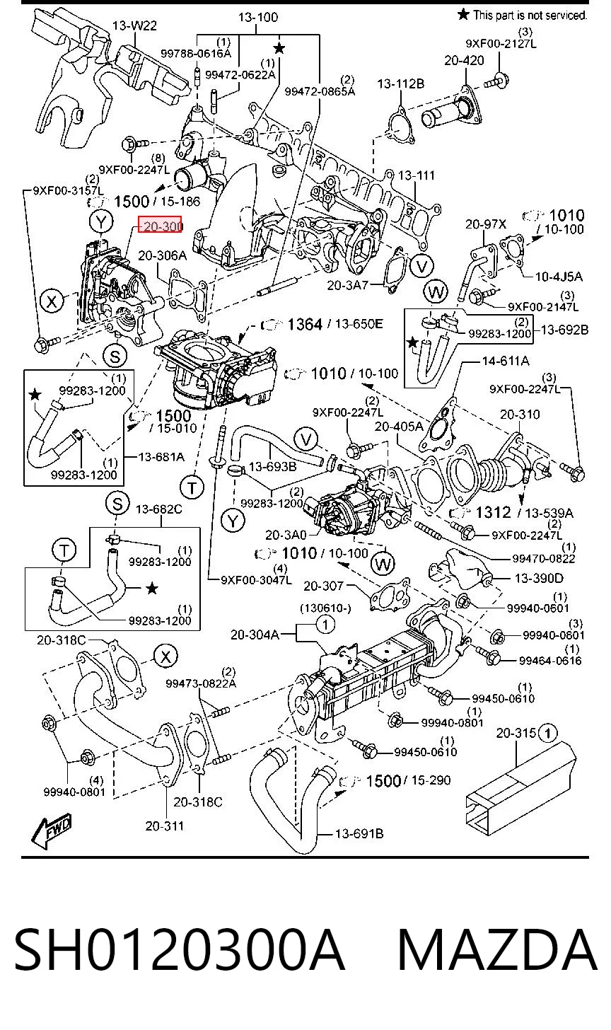 Válvula EGR de recirculación de gases SH0120300A MAZDA