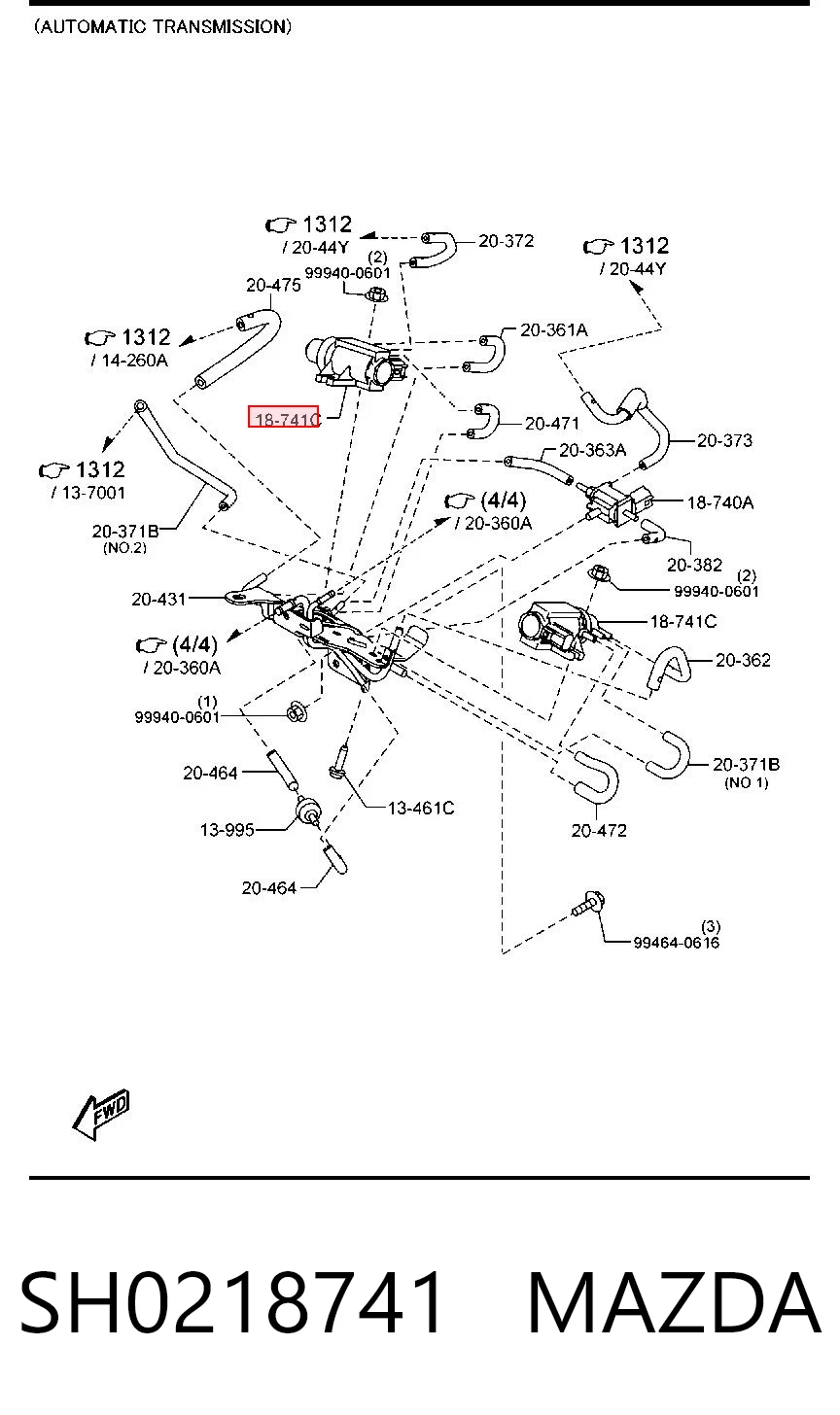 SH0218741 Mazda Válvula de recirculación de aire de sobrealimentación de turbina