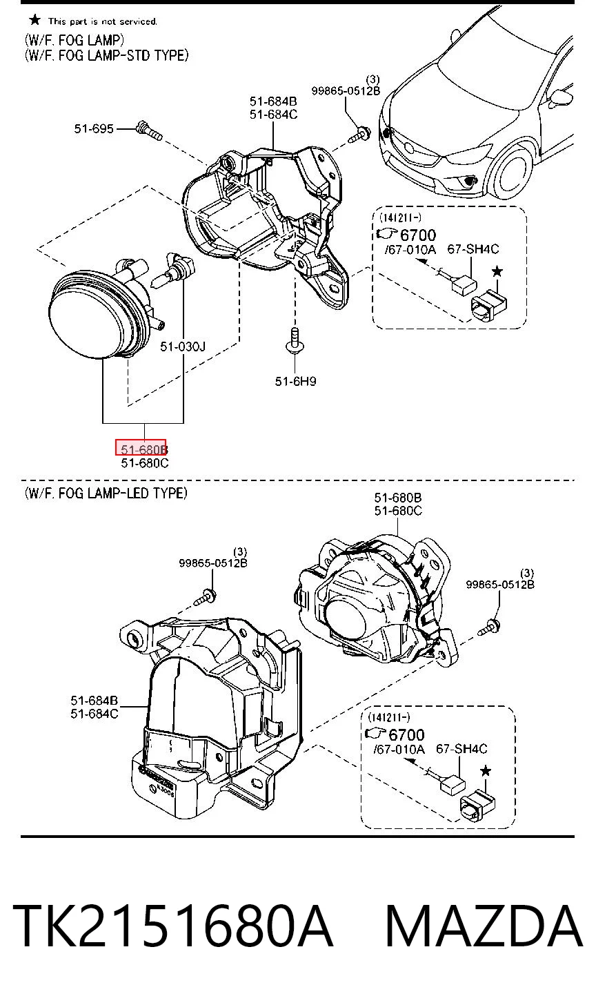 TK2151680A Mazda Faro antiniebla derecho