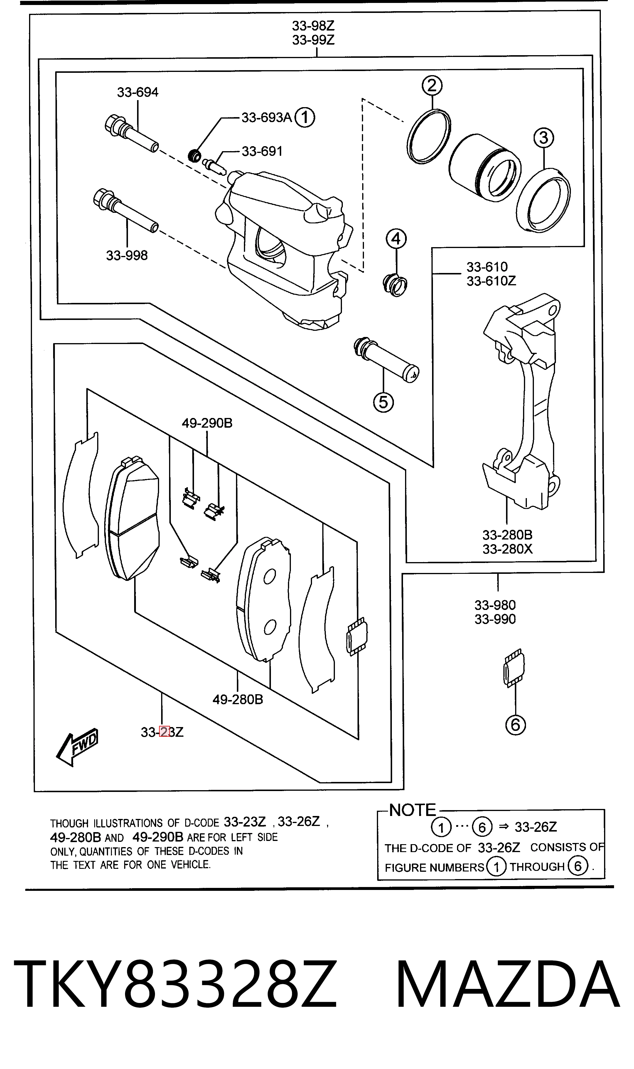 TKY83328Z Mazda Pastillas delanteras