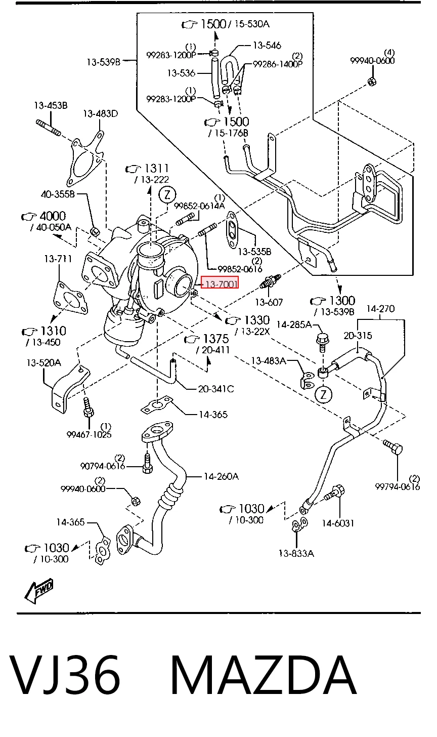 Turbocompresor VJ36 MAZDA