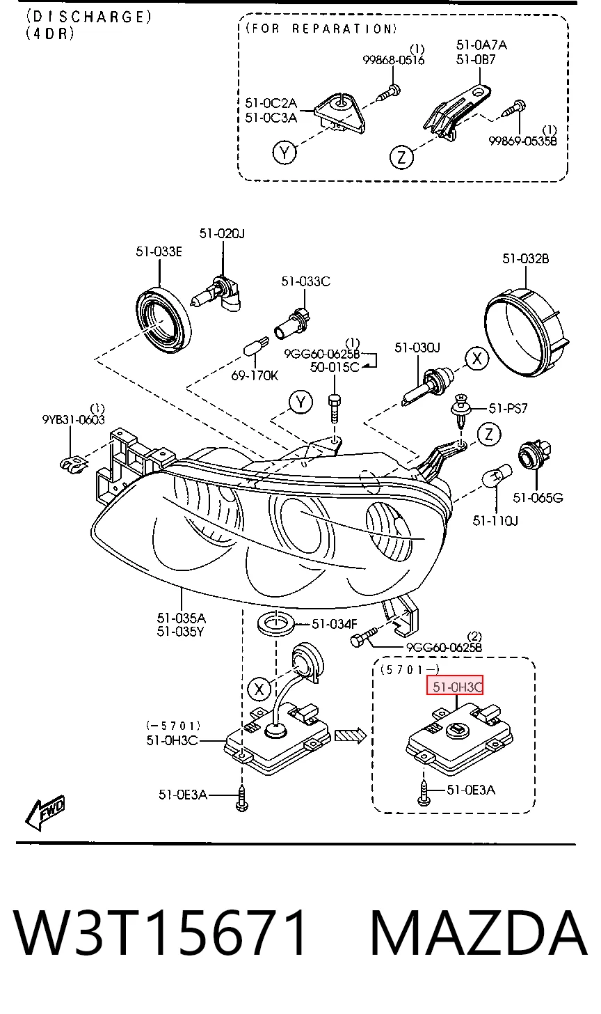 W3T15671 Mazda Centralita, faros xenon
