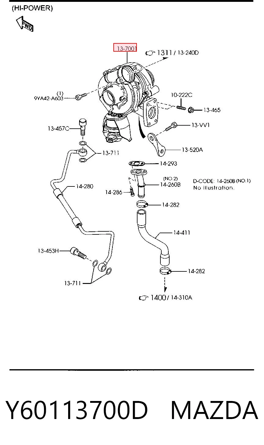 Turbocompresor Y60113700D MAZDA