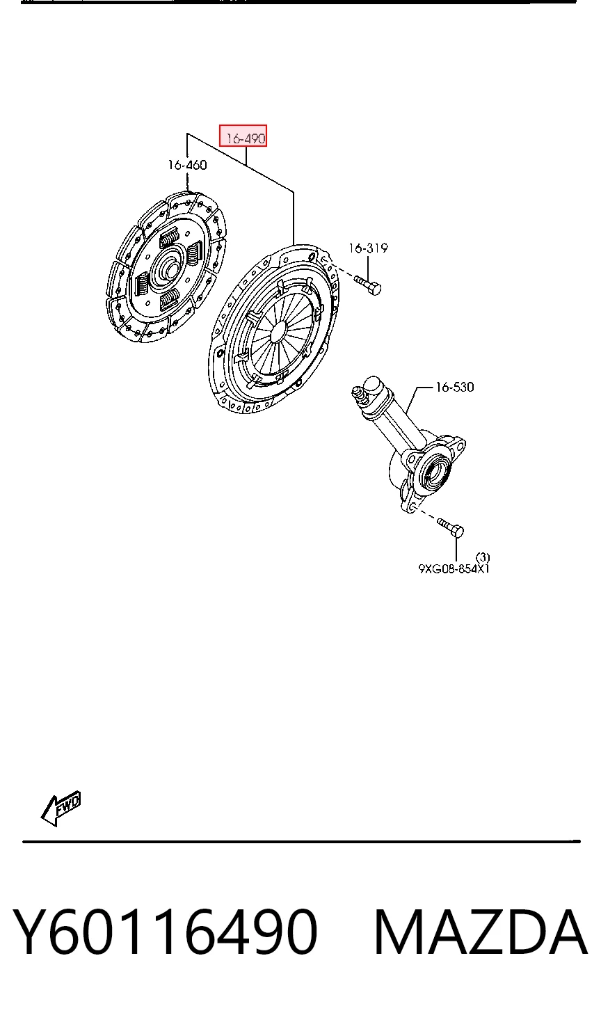 Kit de embrague Y60116490 MAZDA