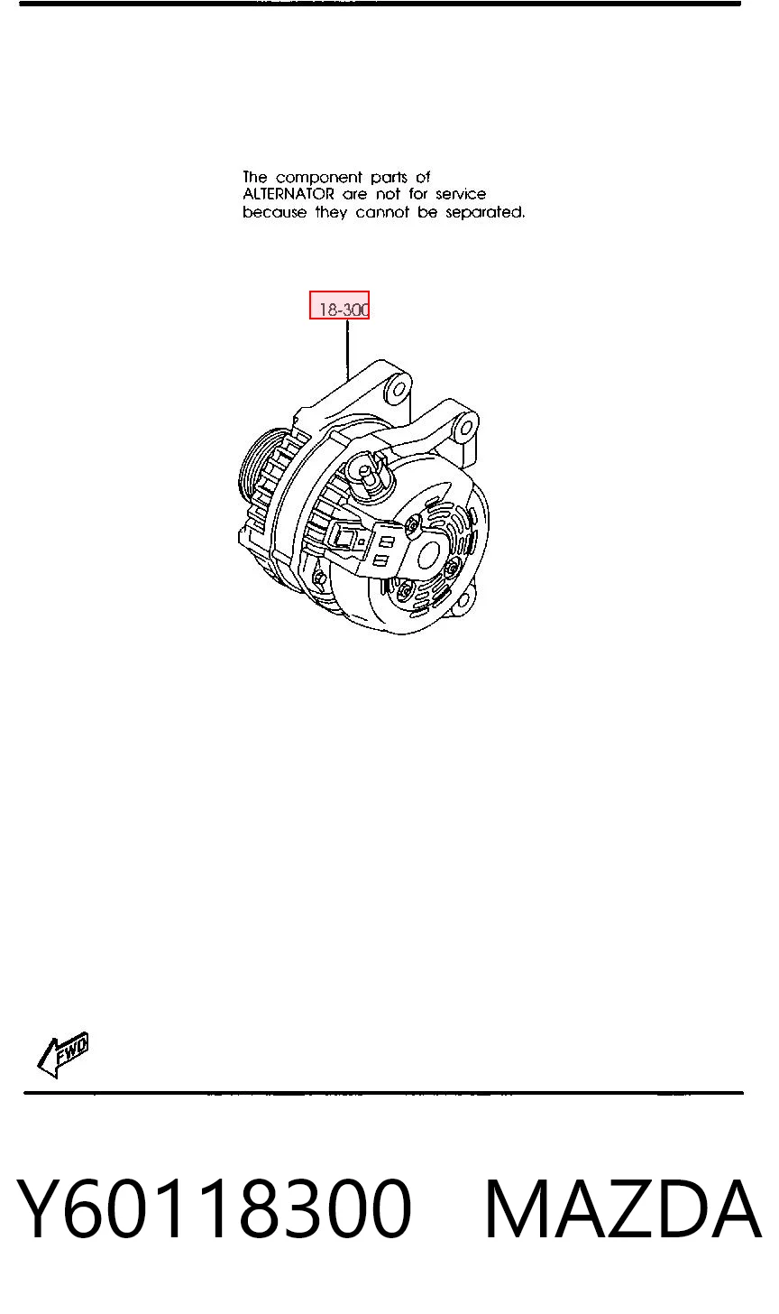 Y60118300 Mazda Alternador de coche