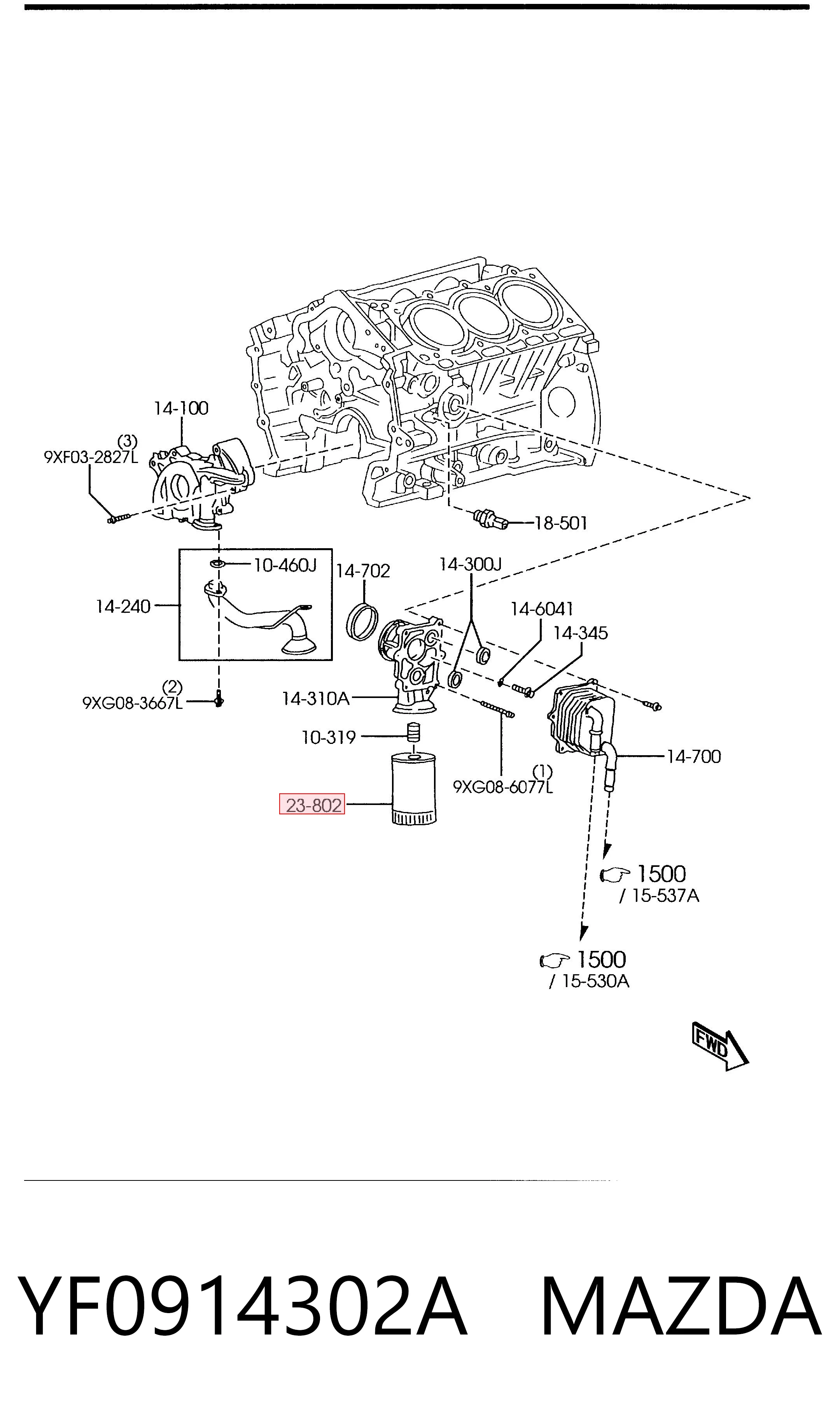 YF0914302A Mazda Filtro aceite