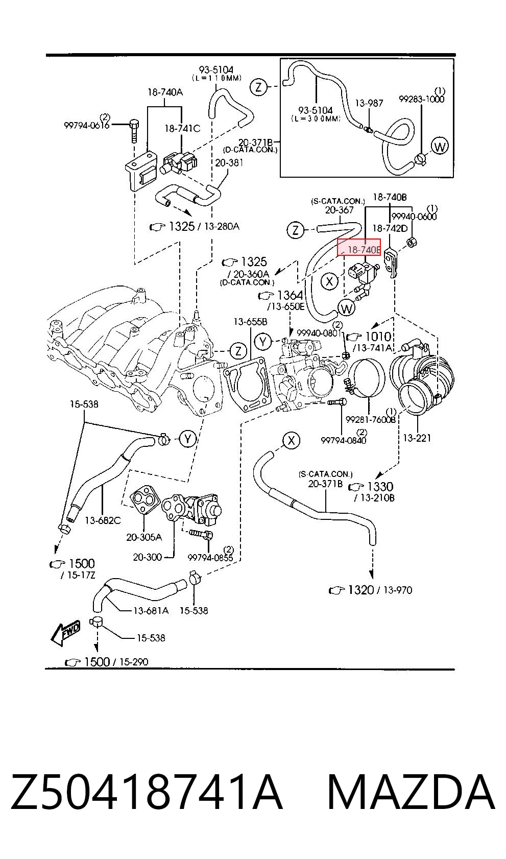 Z50418741A Mazda Válvula de ventilación de gases del tanque de combustible