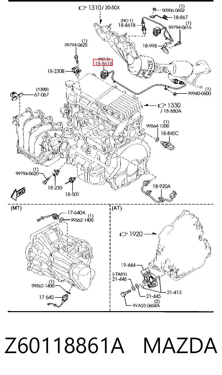 Z60118861A Mazda Sonda lambda (NOx, O2)