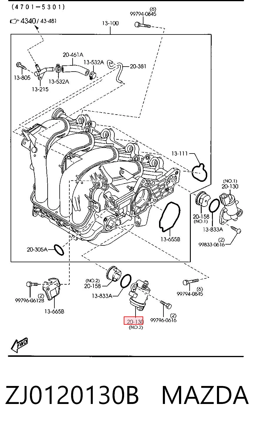 Válvula (actuador) del accionamiento de las mariposas del colector de admisión ZJ0120130B MAZDA