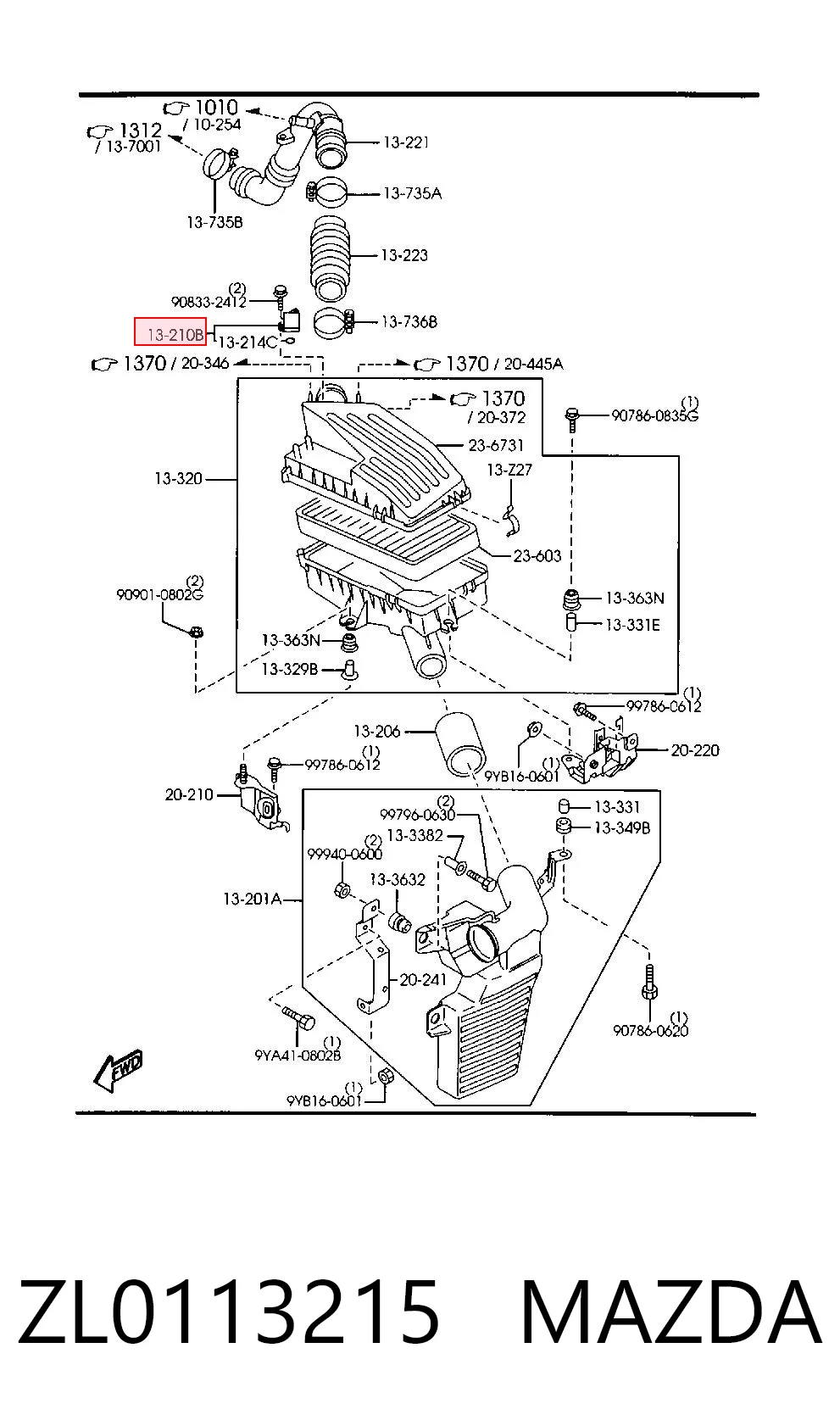 ZL0113215 Mazda Sensor de flujo de aire