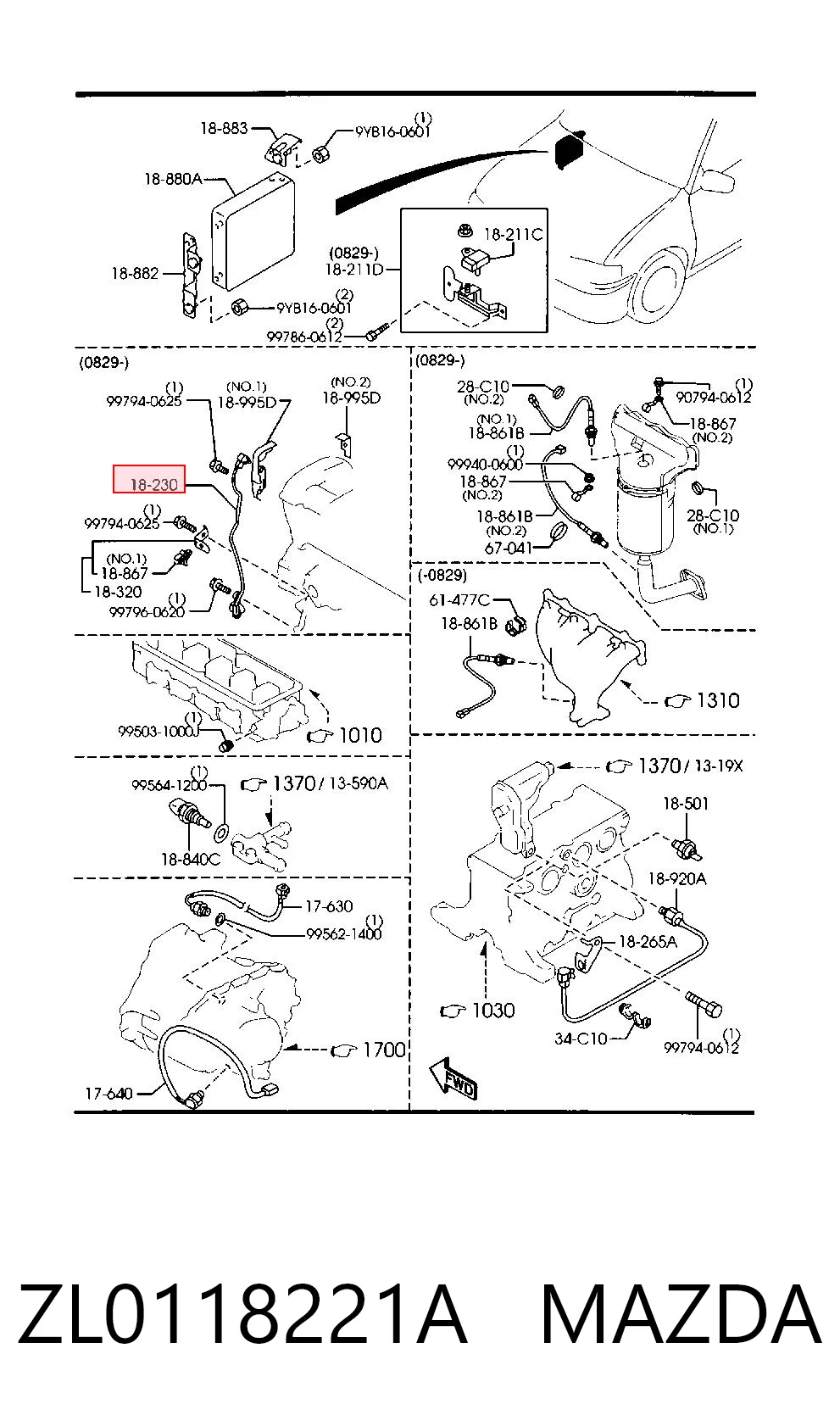 ZL0118221A Mazda Sensor de posición del cigüeñal