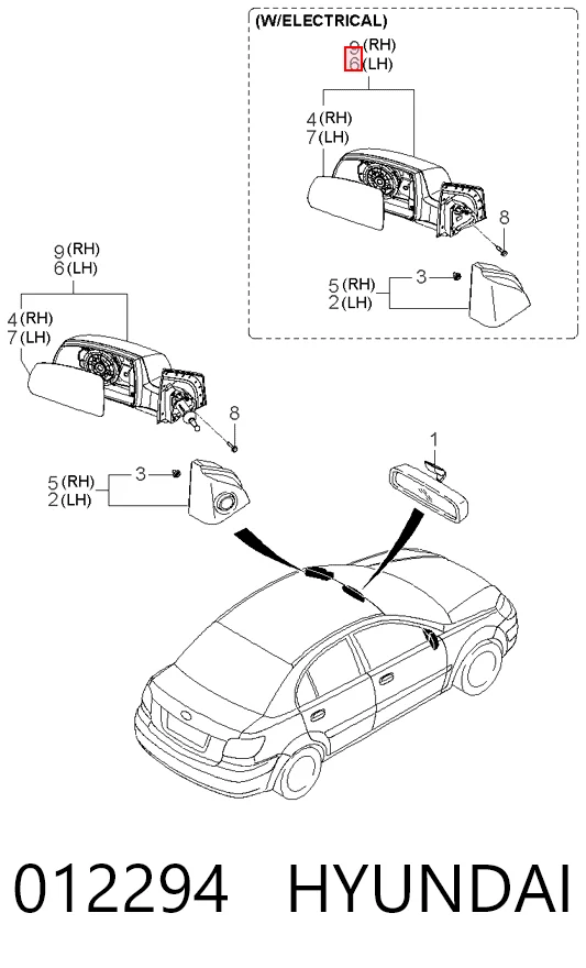  Espejo de retrovisor izquierdo KIA Rio 2