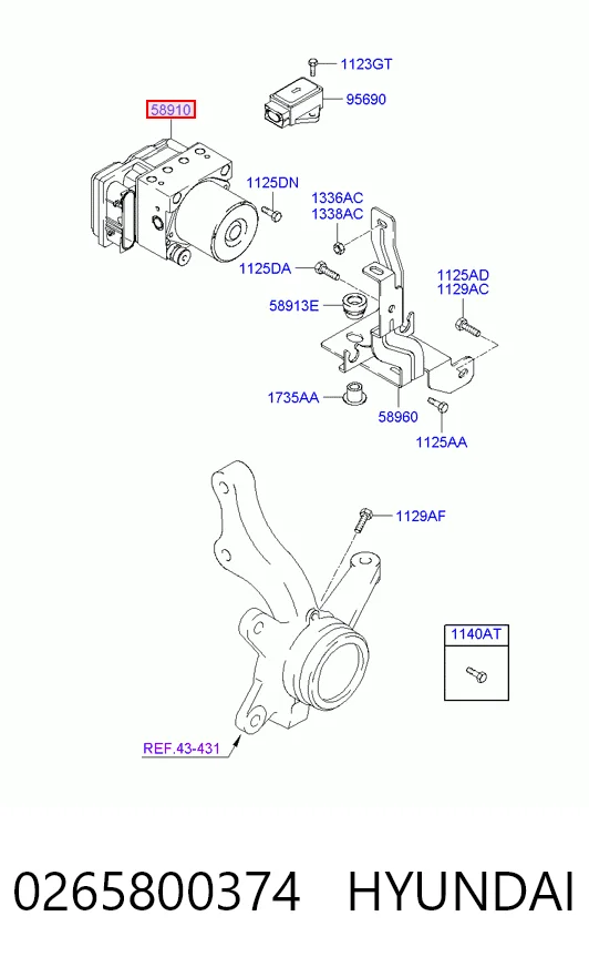 Unidad de control ABS hidráulico para Hyundai Getz  