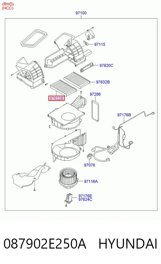 087902E250A Hyundai/Kia Filtro antipolen