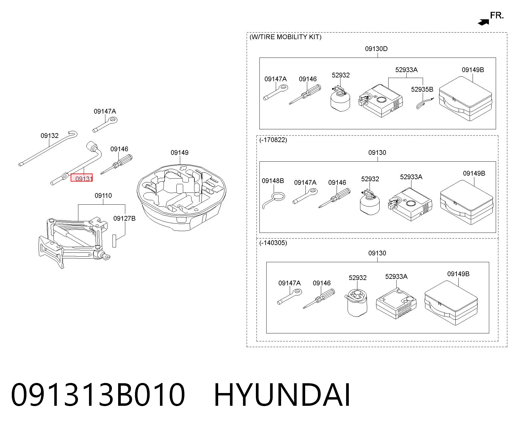 091313B010 Hyundai/Kia Llave de cruceta