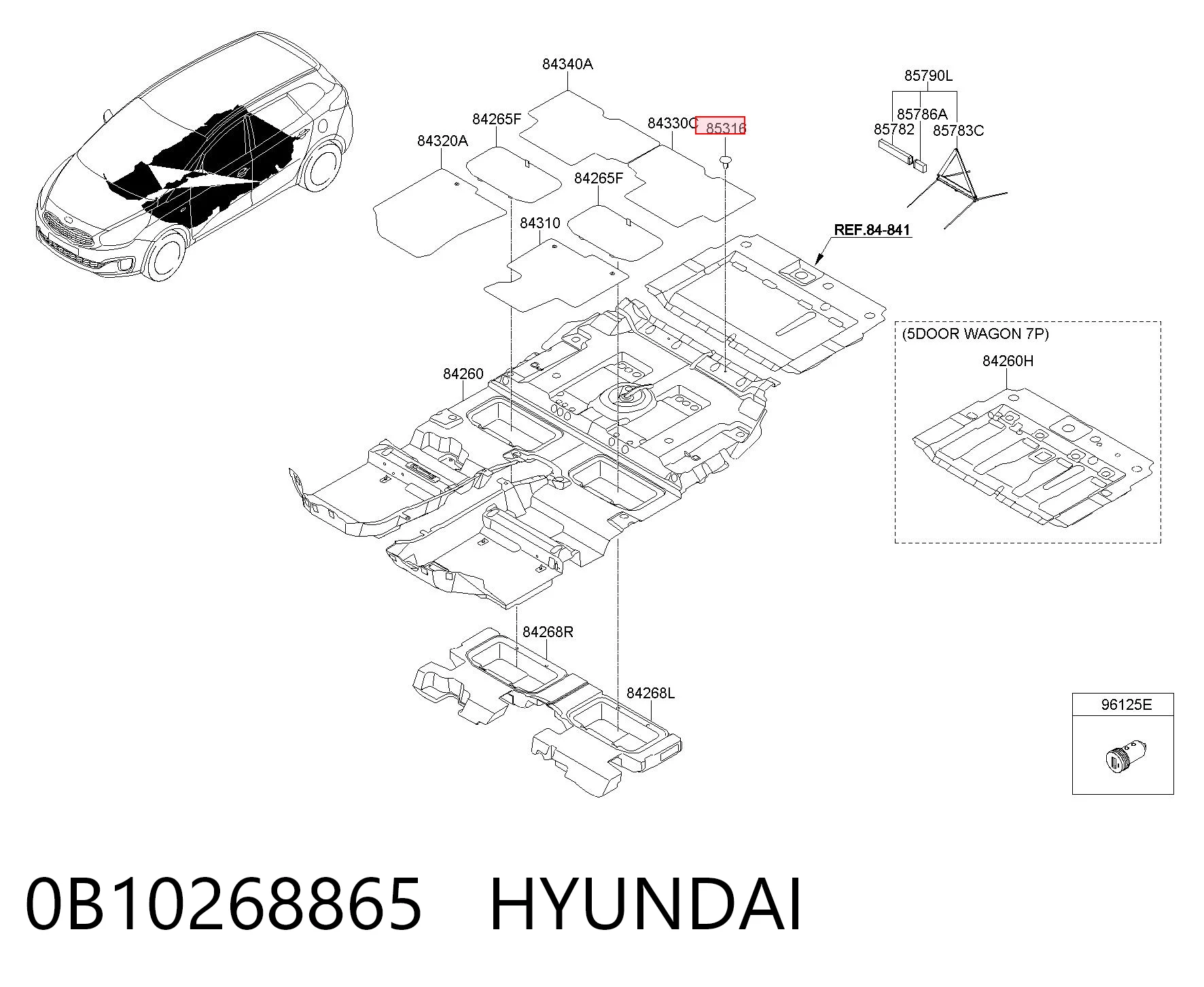 0B10268865 Hyundai/Kia Clip del aislante del capó