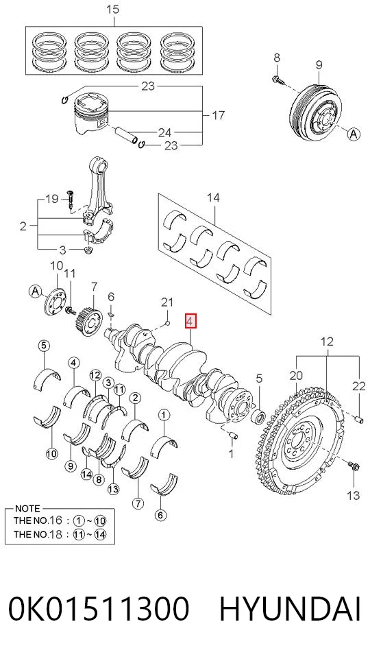 Cigüeñal para KIA Sportage I K00