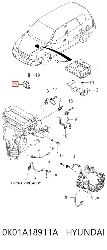 Sensor de posición del pedal del acelerador 0K01A18911A HYUNDAI