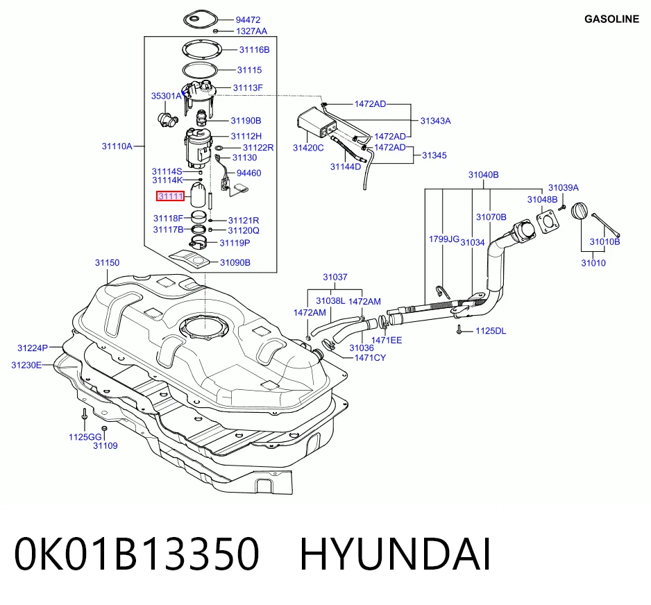 Bomba de combustible eléctrica sumergible  Hyundai Matrix monovolumen (FC) (2001 - 2005) precio, desde 30,80 EUR