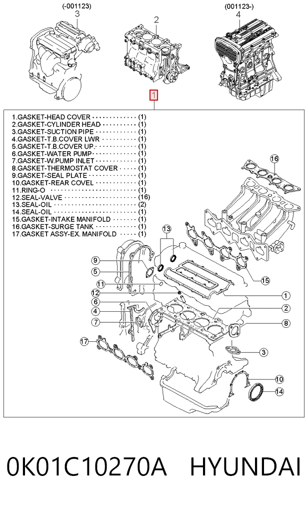 Kit completo de juntas KIA Sportage I SUV (K00) (1994 - 2004) precio, desde 76,17 EUR