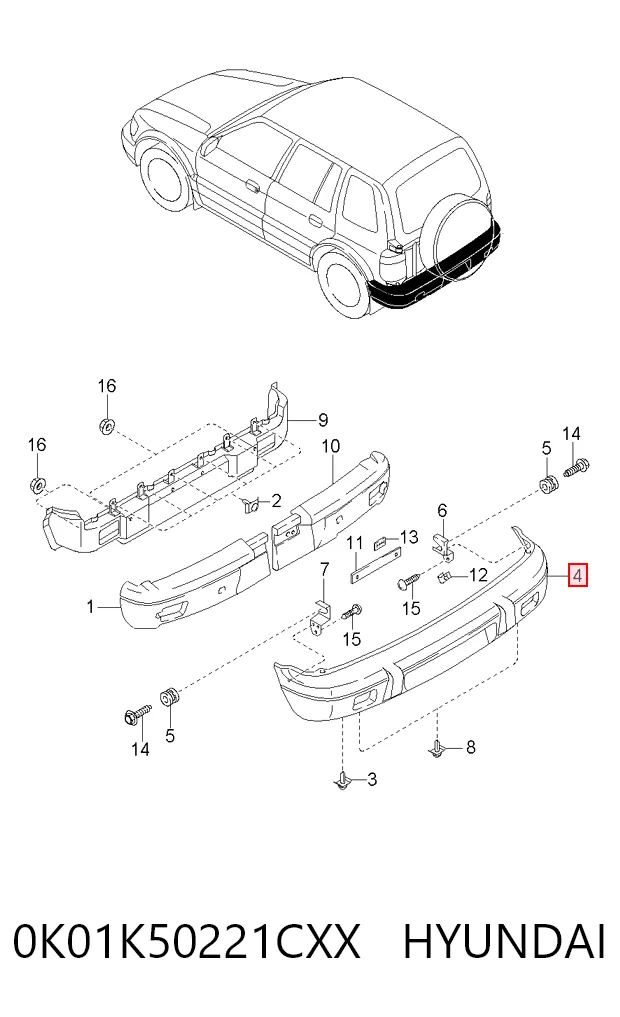 Defensa trasero para KIA Sportage I K00