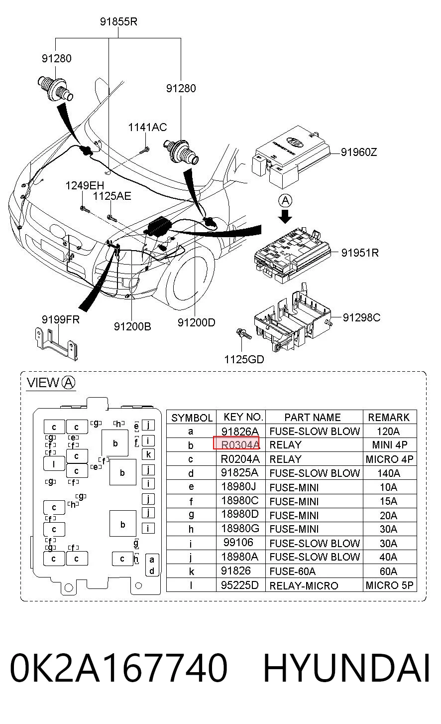0K2A167740 Hyundai/Kia Intermitente de espejo