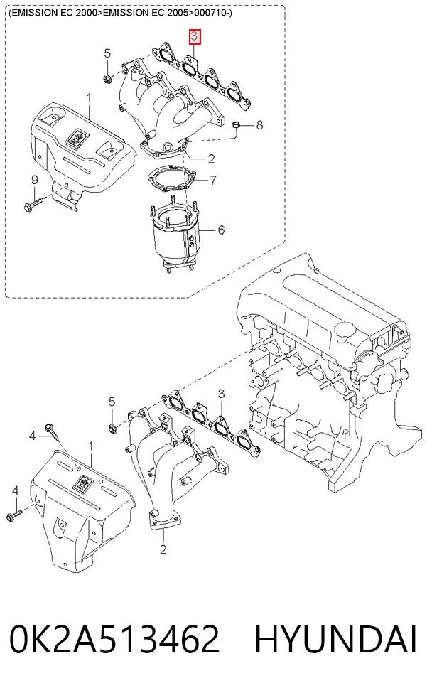 Junta colector escape KIA Carens I monovolumen (FC) (1998 - 2002) precio, desde 6,84 EUR