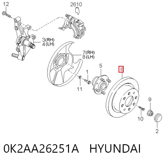 Disco de freno trasero 0K2AA26251A HYUNDAI