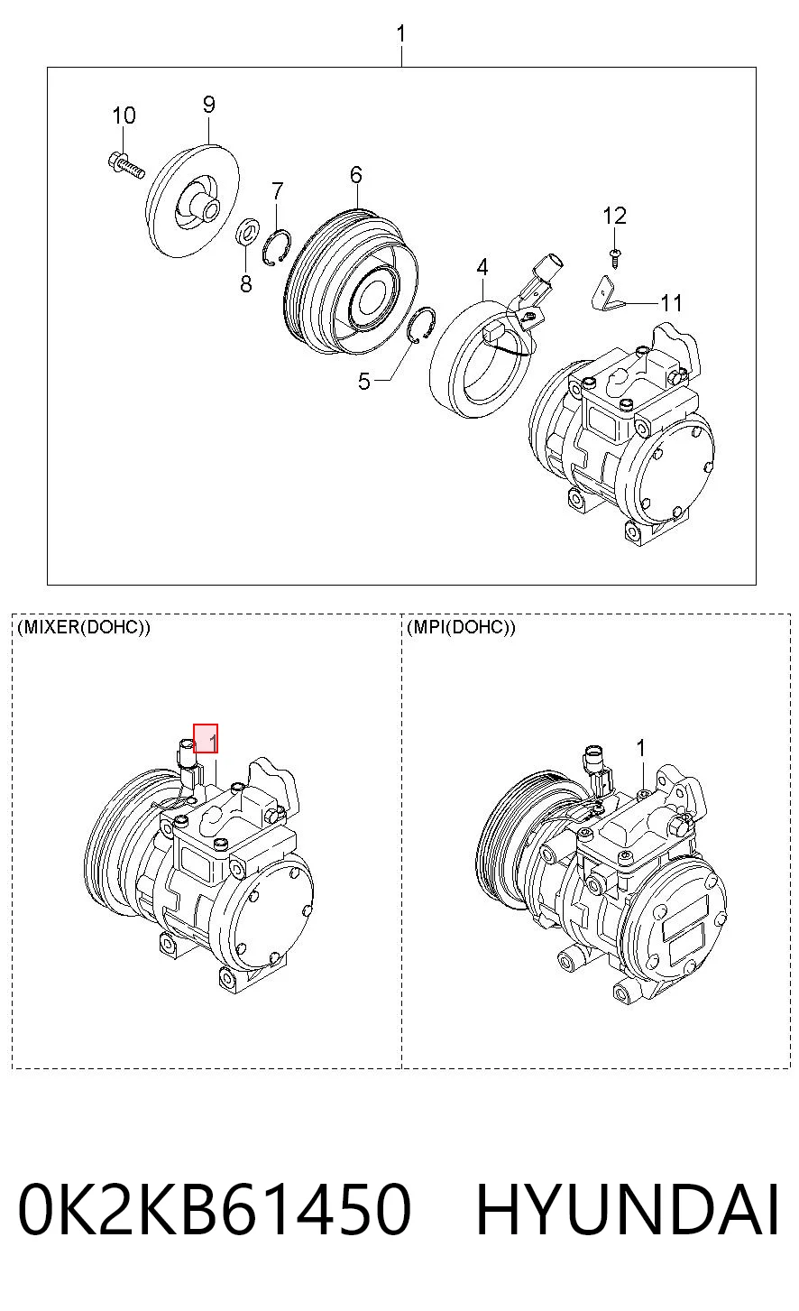 0K2KB61450 Hyundai/Kia Compresor climatizador