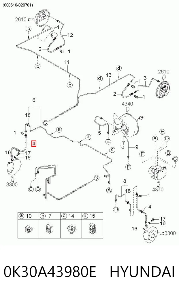 Tubo flexible de frenos delantero KIA Rio I (DC)
