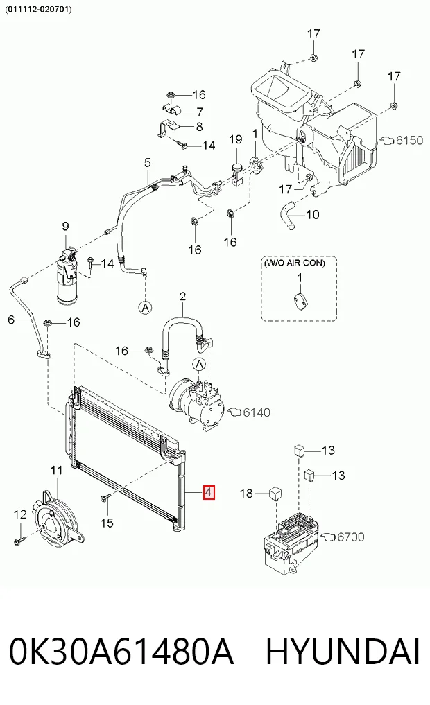 Condensador aire acondicionado para KIA Rio DC