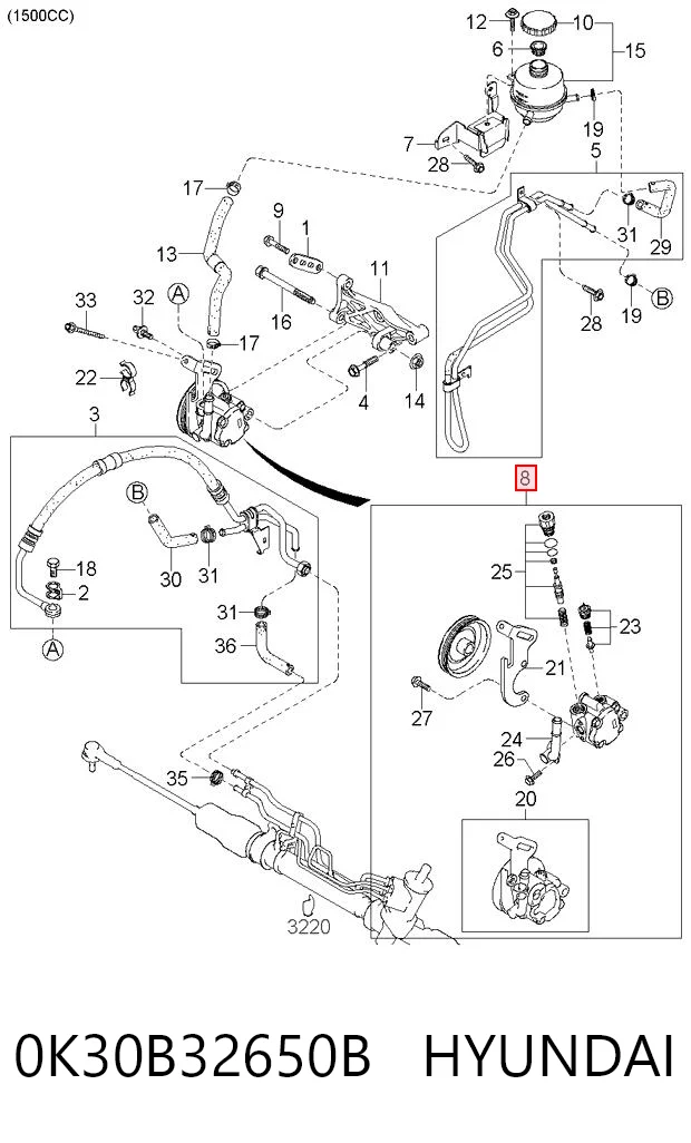 Bomba de dirección asistida 0K30B32650B HYUNDAI