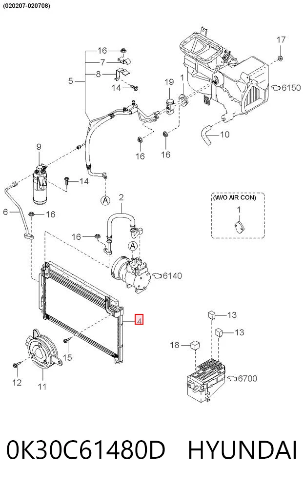 Radiador de aire acondicionado para KIA Rio I DC