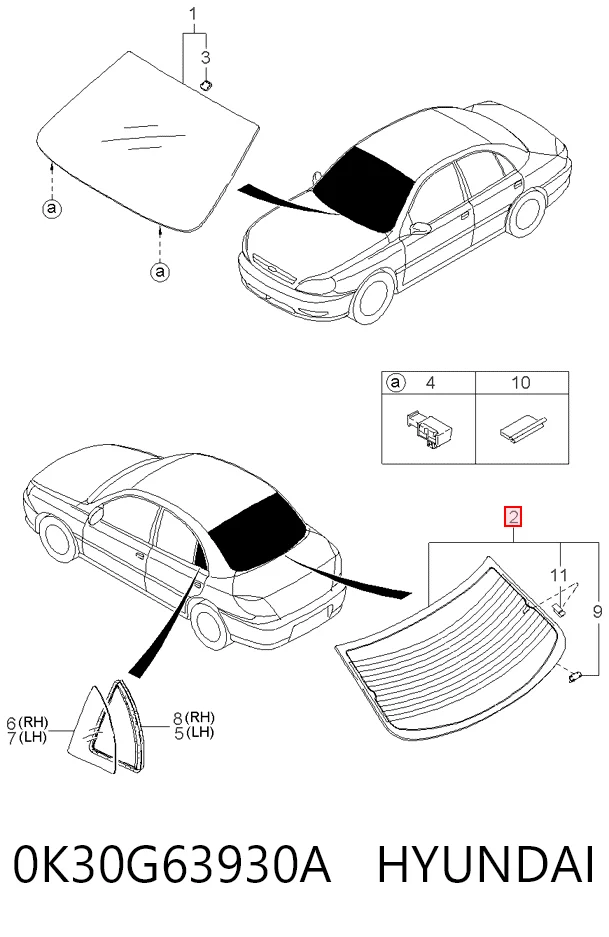 Vidrio trasero KIA Rio  (2001-2005)