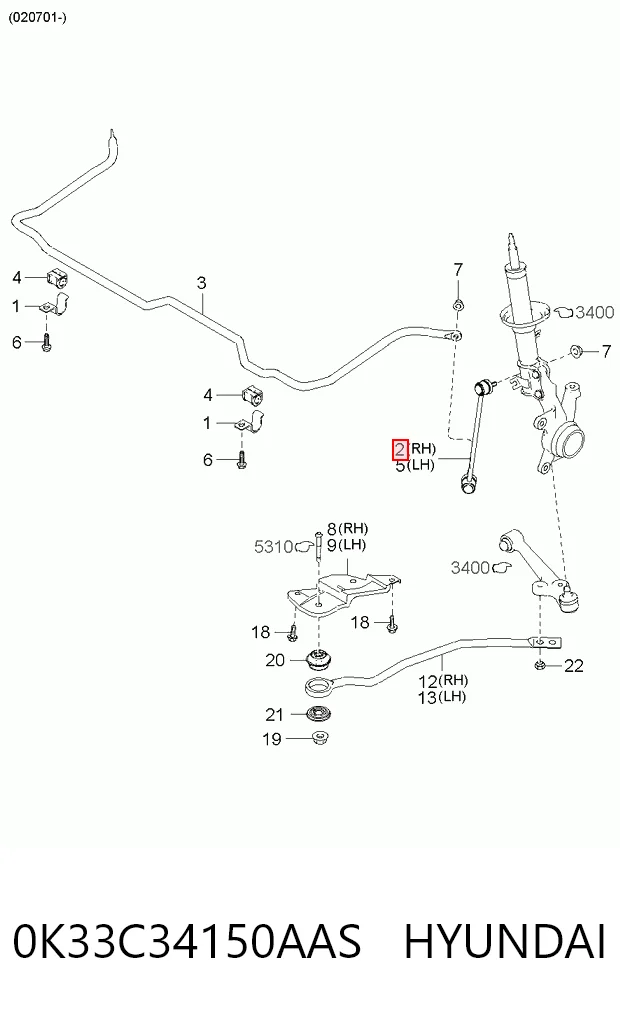 0K33C34150AAS Hyundai/Kia