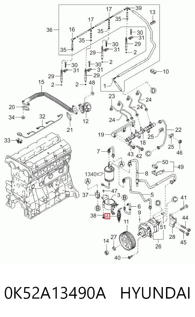 0K52A13490A Hyundai/Kia Bomba manual de cebado de combustible
