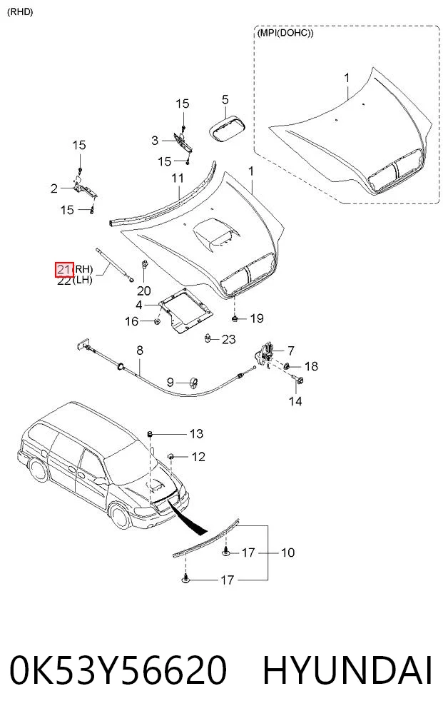Muelle neumático de capó de motor KIA Carnival III monovolumen comprar en España