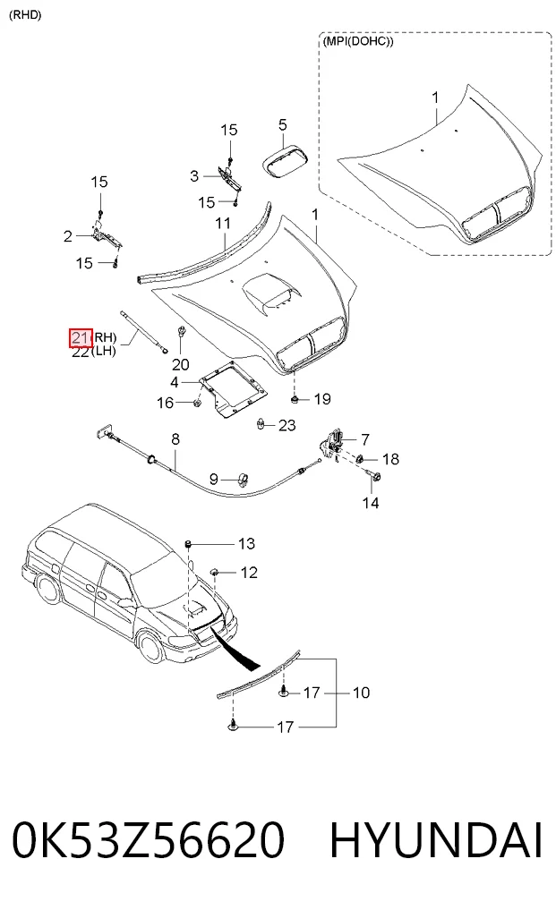 Muelle neumático, tapa delantera KIA Carnival III desde 15,48 €