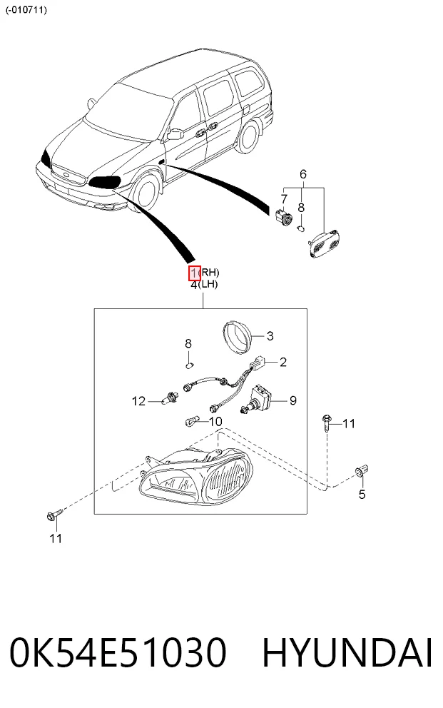 Faro derecho KIA Carnival II monovolumen (GQ) (2001 - 2005) precio, desde 78,41 EUR