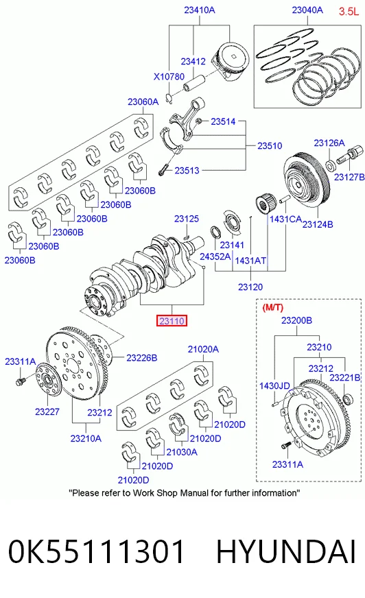 Cigüeñal para KIA Carnival II GQ