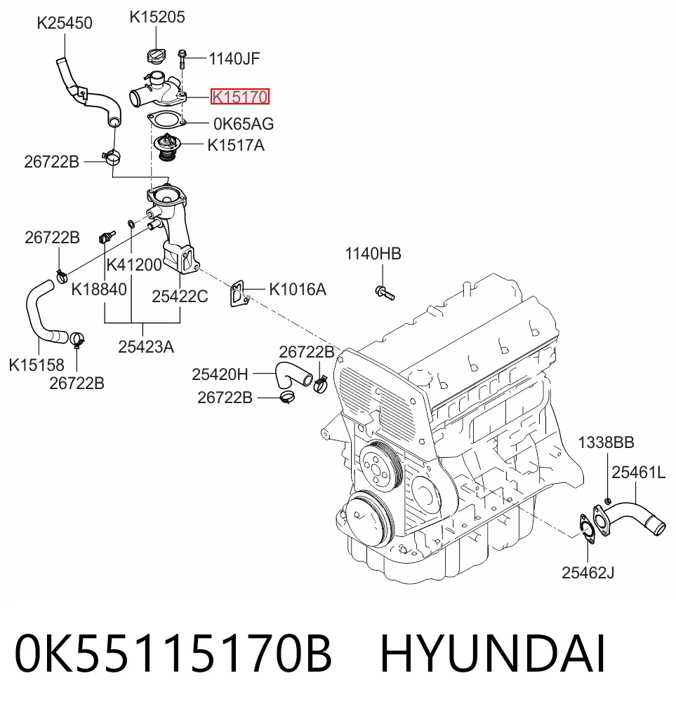 Tapa de termostato 0K55115170B HYUNDAI