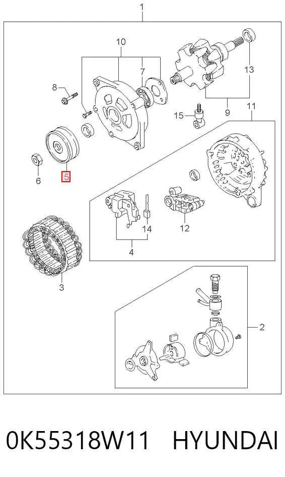 Polea de alternador para KIA Carnival I (UP)