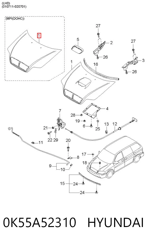 Capó para KIA Carnival UP