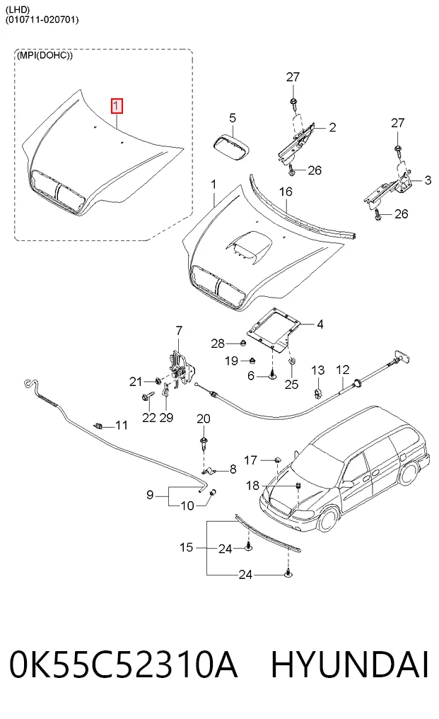 Capot KIA Carnival I monovolumen comprar en España